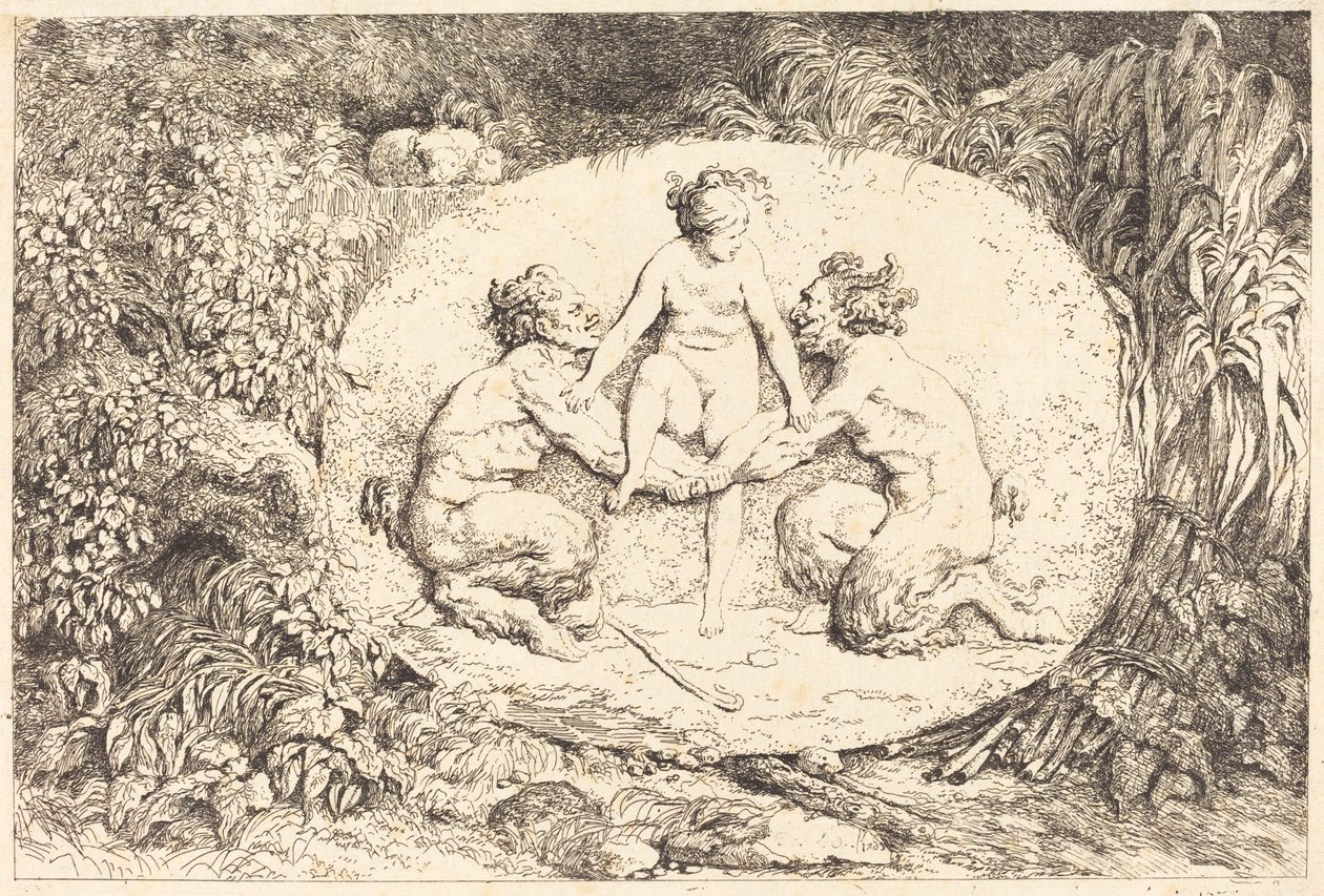 Nymphe, unterstützt von zwei Satyrn (Nymphe s