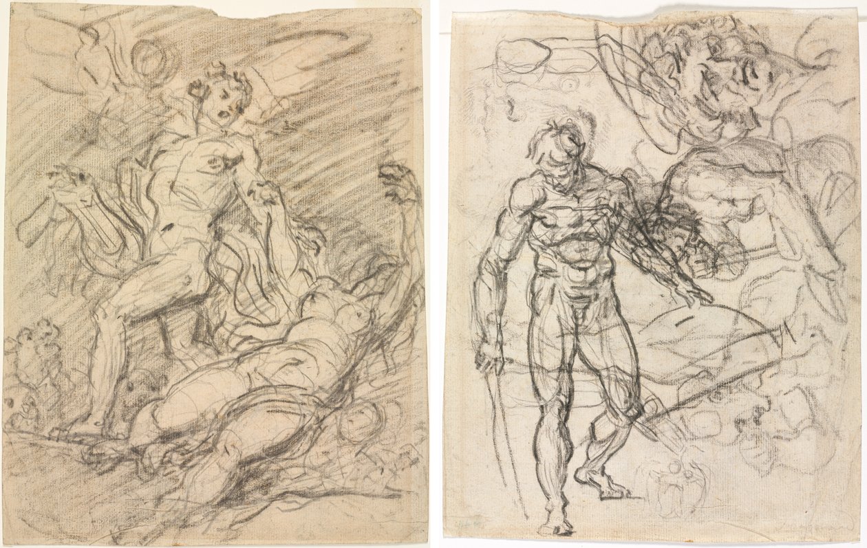 Orpheus und Eurydike (recto); Figurenstudien (verso) von Jean Honore Fragonard
