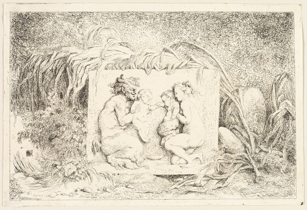 Familie des Satyrs aus Bacchanales oder Satyrspiele von Jean Honore Fragonard