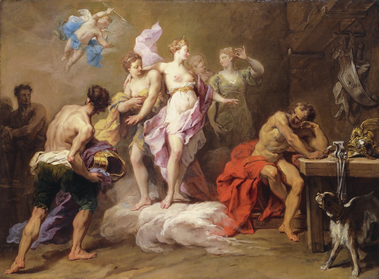 Venus bestellt Waffen bei Vulkan für Aeneas von Jean II Restout