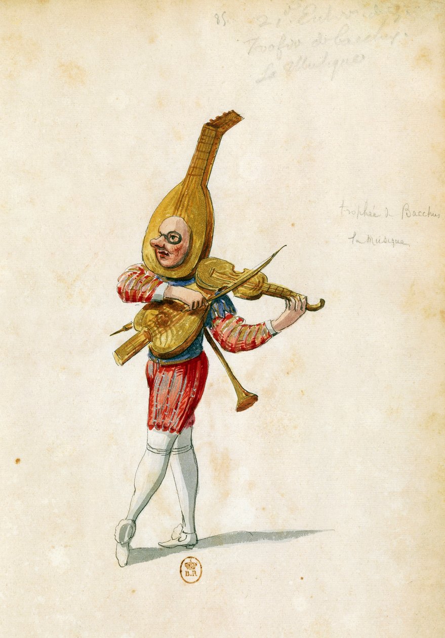 Kostümentwurf von Jean Berain der Ältere für Le feste di Amore e di Bacco, Ballett von Jean-Baptiste Lully, aufgeführt im Palais-Royal in Paris, 15. November von Jean I  Berain