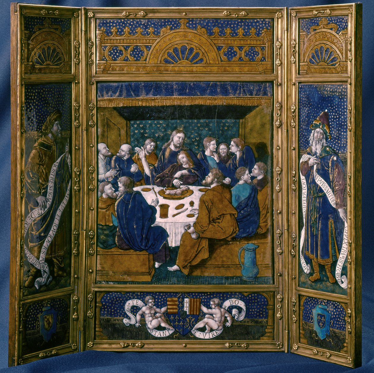 Das letzte Abendmahl, Triptychon, Email von Limoges von Jean I Pénicaud