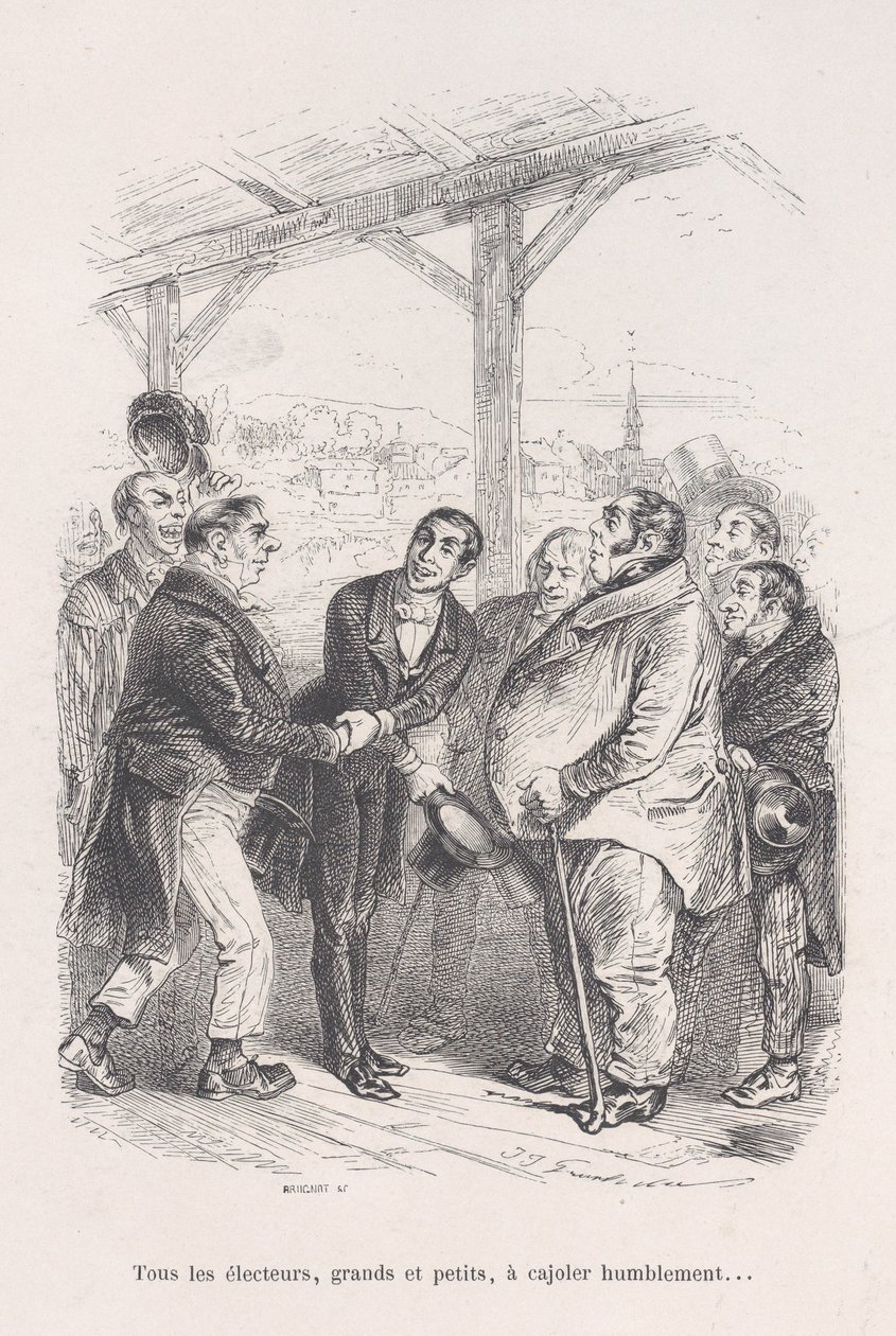 Alle Wähler, groß und klein, versammeln sich, um sich demütig zu überreden... aus den kleinen Elenden von..., 1843 von Jean Ignace Isidore Gérard