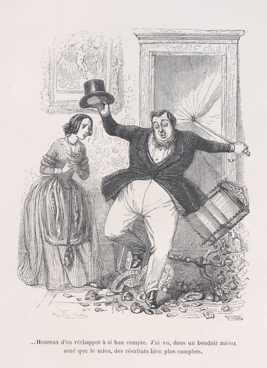 ...Froh, damit so billig davonzukommen. aus den kleinen Elendigkeiten des menschlichen Lebens, 1843 von Jean Ignace Isidore Gérard