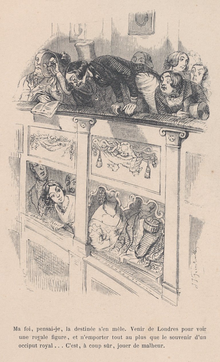 Ich war nach London gekommen, um einen Königlichen zu sehen, aber ich sah nur den Hinterkopf einer anderen Person, 1843 von Jean Ignace Isidore Gérard