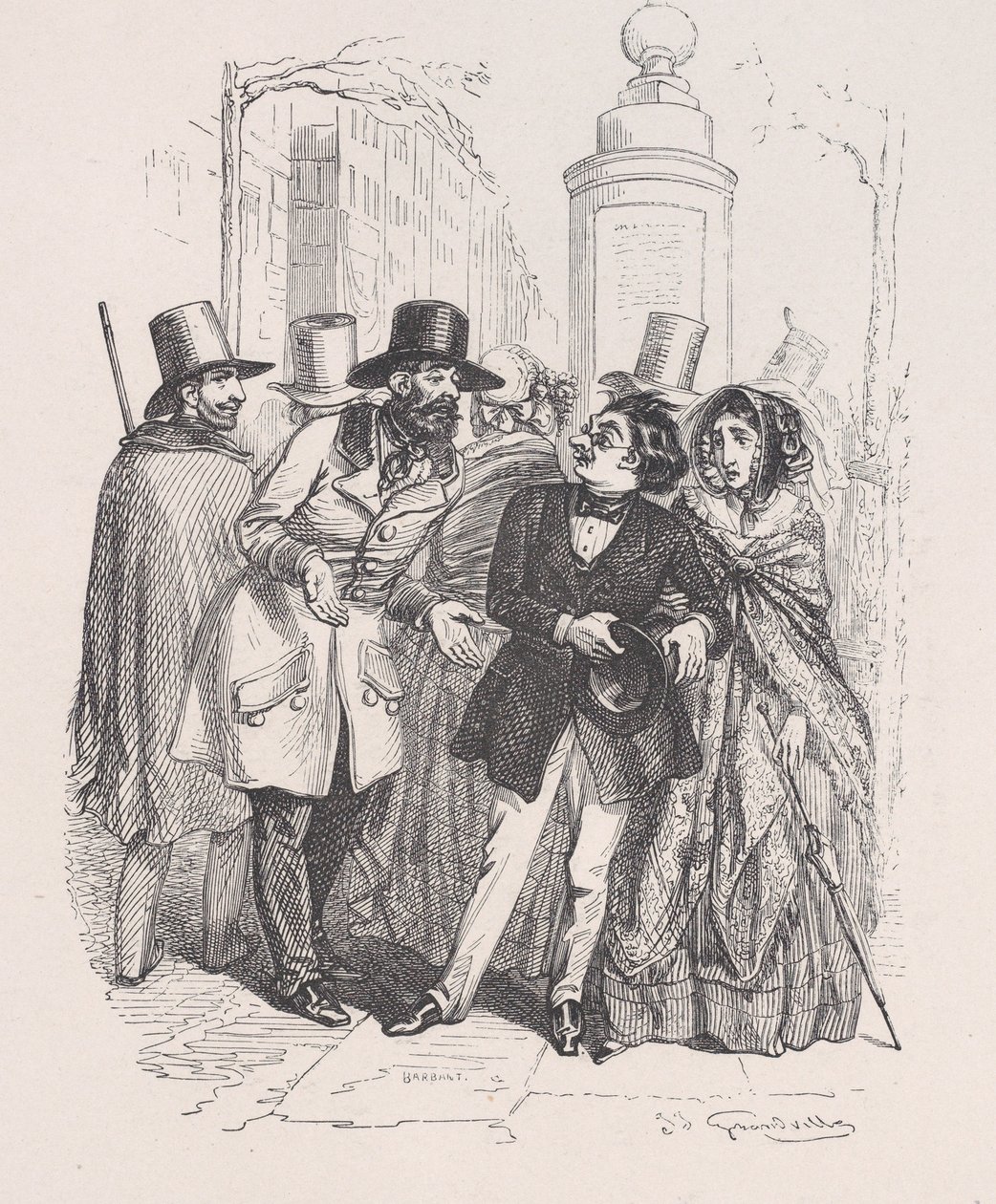 Man könnte Ihnen drei Jahre lang Vorwürfe machen, wenn Sie ihren Hut fallen ließen. aus dem Kleinen M..., 1843 von Jean Ignace Isidore Gérard