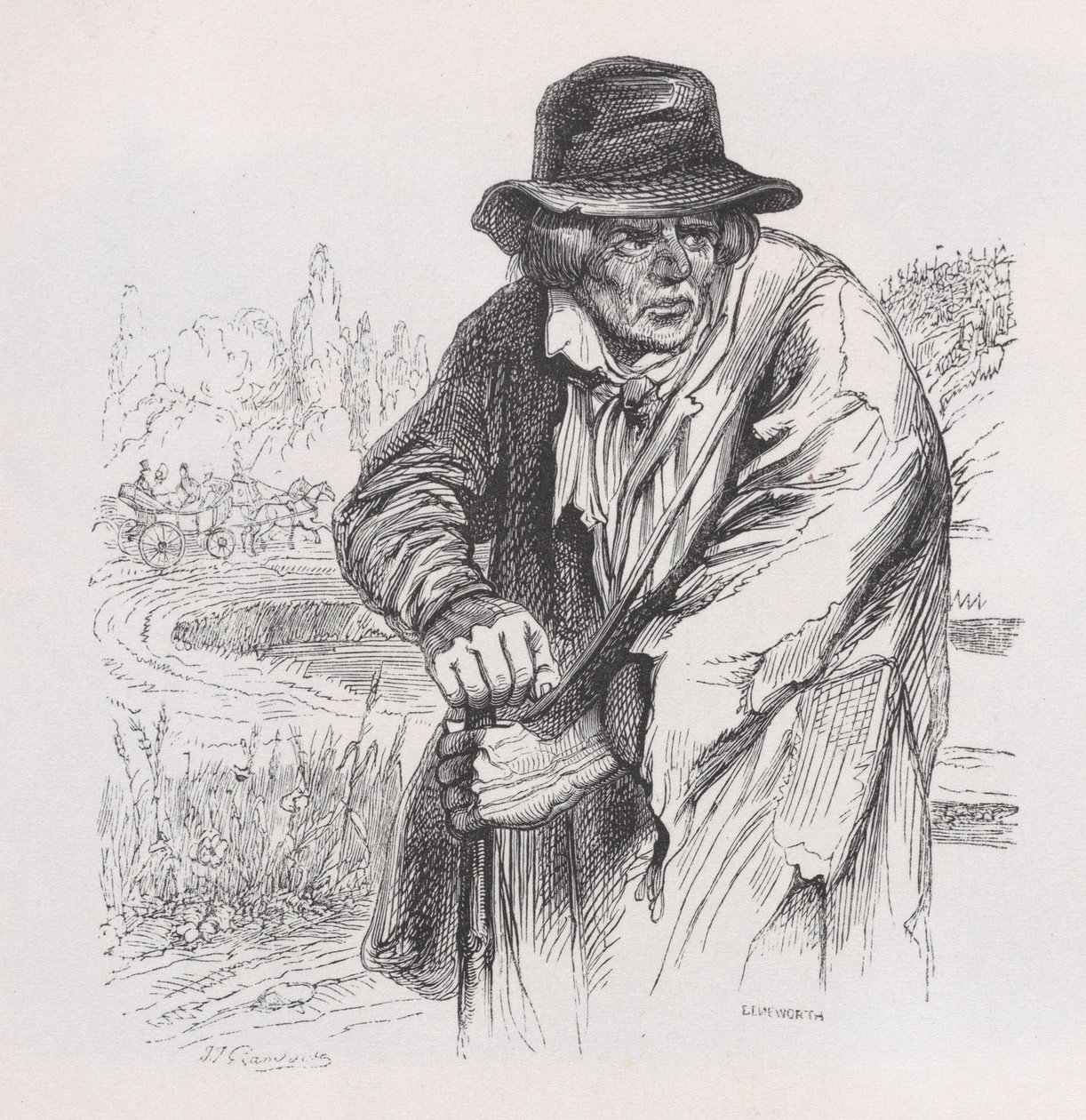 Der alte Vagabund aus den gesammelten Werken von Béranger, 1836 von Jean Ignace Isidore Gérard