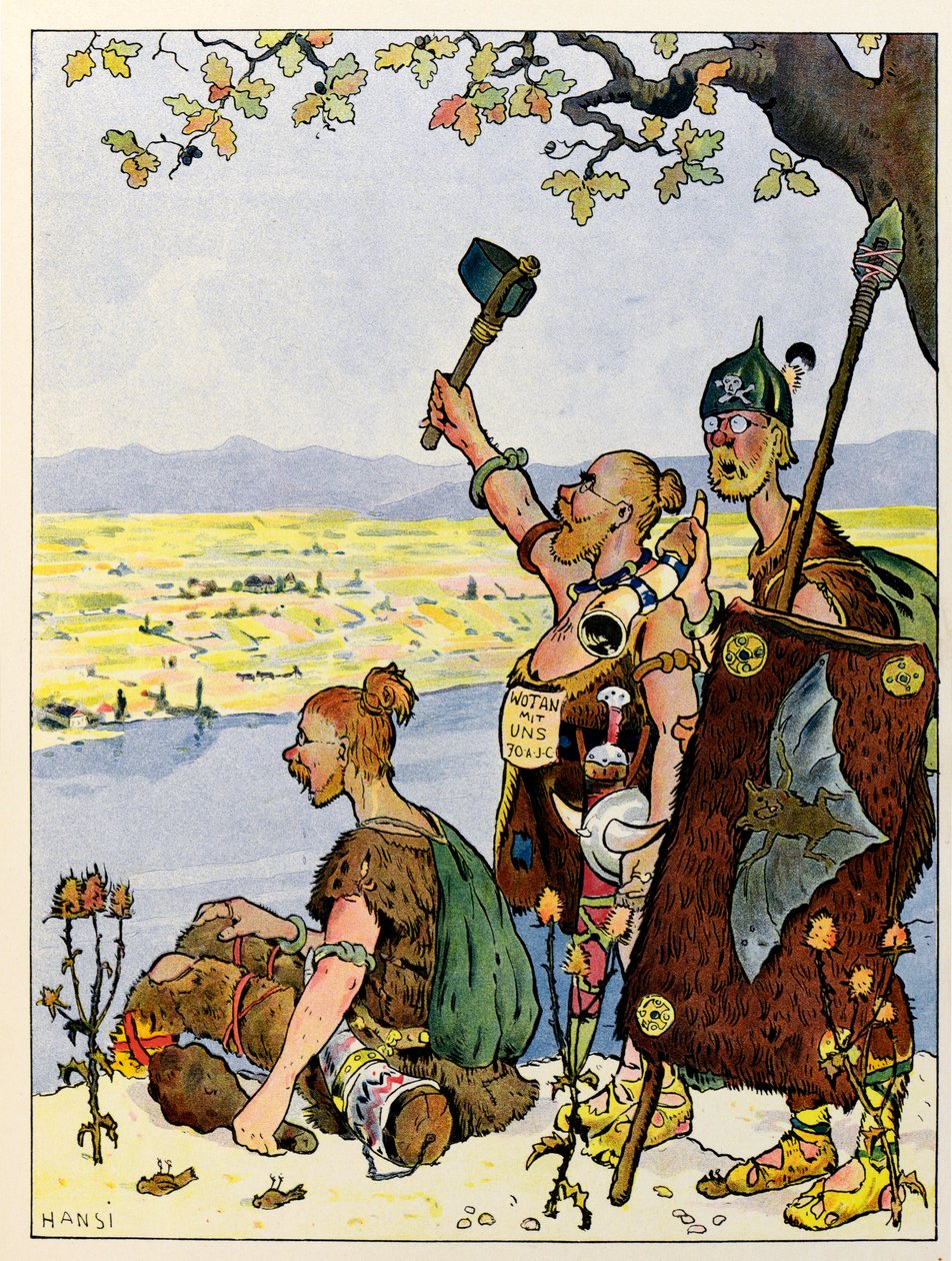 Die Geschichte des Elsass erzählt den Kindern; Die Germanen sehen Elsass auf der anderen Seite des Rheins von Jean Jacques (1873 1951) Waltz