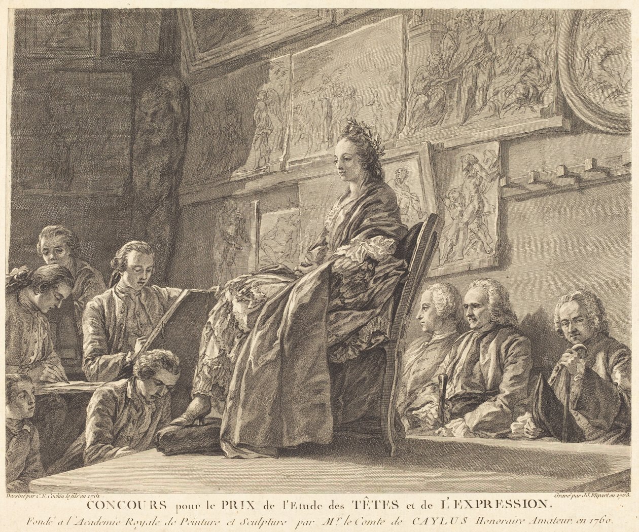 Wettbewerb um den Preis für das Studium der Köpfe und Ausdruck von Jean Jacques Flipart after Charles Nicolas Cochin II