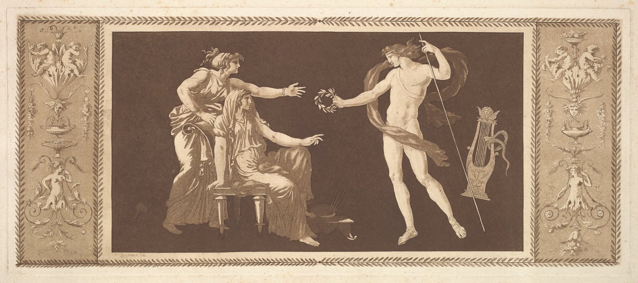 Apollon krönt die Künste, aus Recueil de Différentes Compo..., 1784 von Jean Jacques Lagrenee