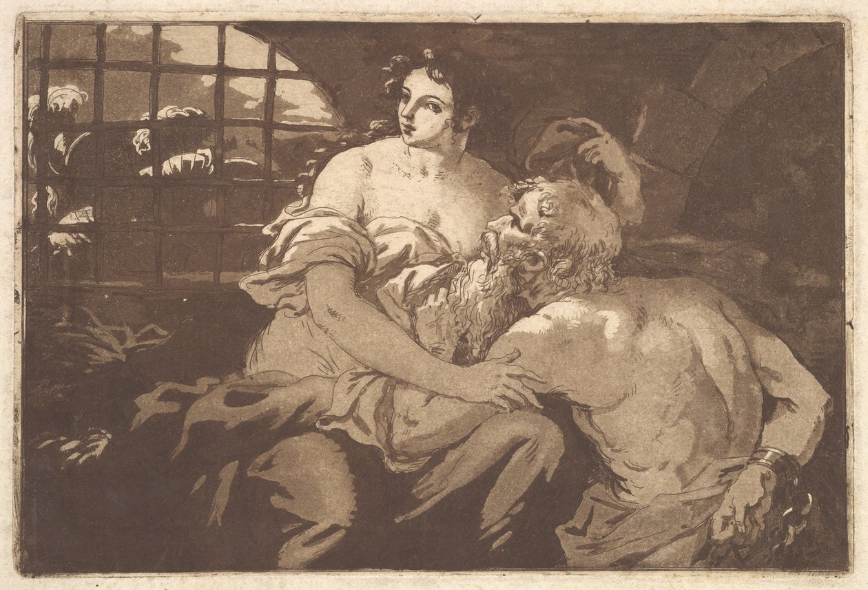 La charité romaine, in einem Album mit Recueil de Compositions par..., 1782-1821 von Jean Jacques Lagrenee