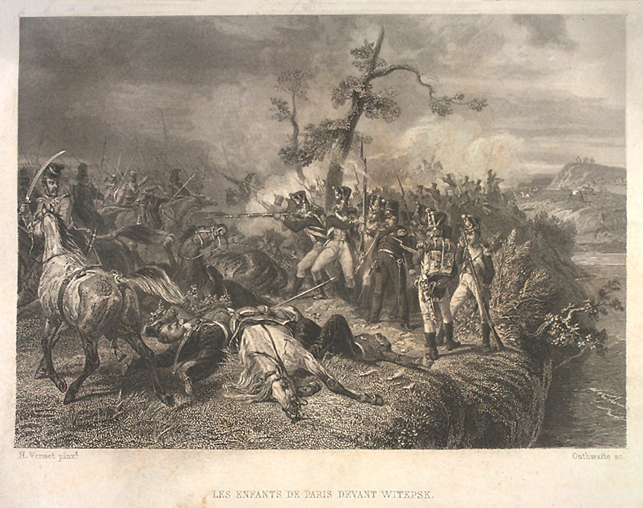Schlacht zwischen russischen Truppen und französischer Kavallerie bei Ostrovno, 25.-26. Juli 1812 von Jean Jacques Outhwaite