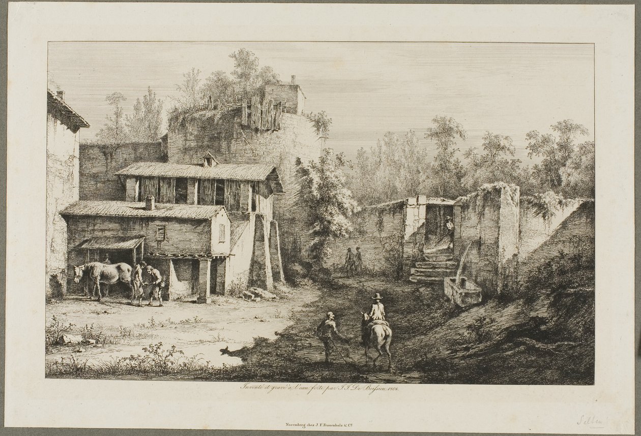 Landschaft mit Reiter und Schmied von Jean Jacques de Boissieu