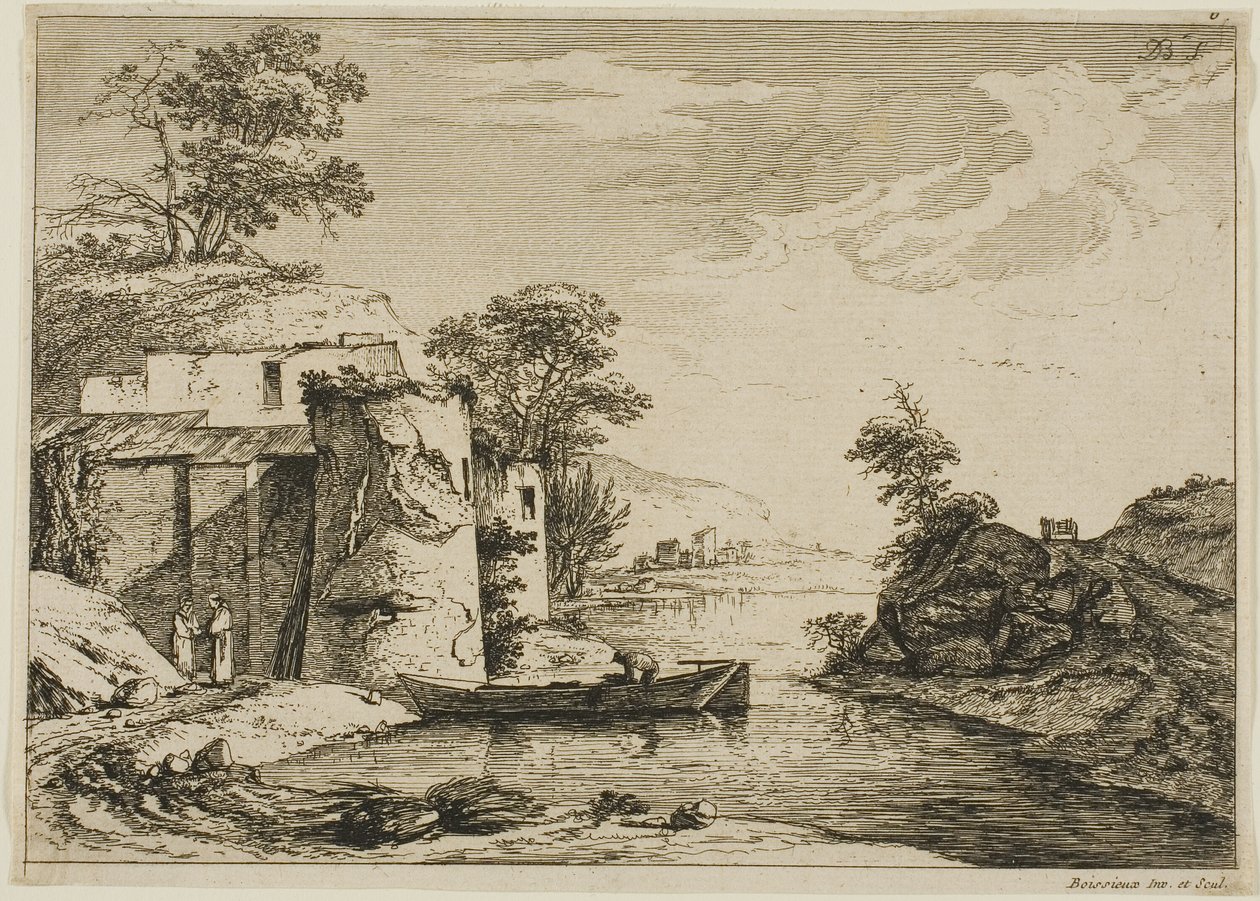 Der alte Turm am Flussufer von Jean Jacques de Boissieu