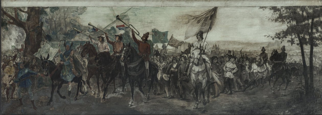 Skizze für die Dekoration der Galerie im Ehrenhof der Sorbonne: La Fête du Lendit, zwischen 1894 und 1903 von Jean Joseph Weerts