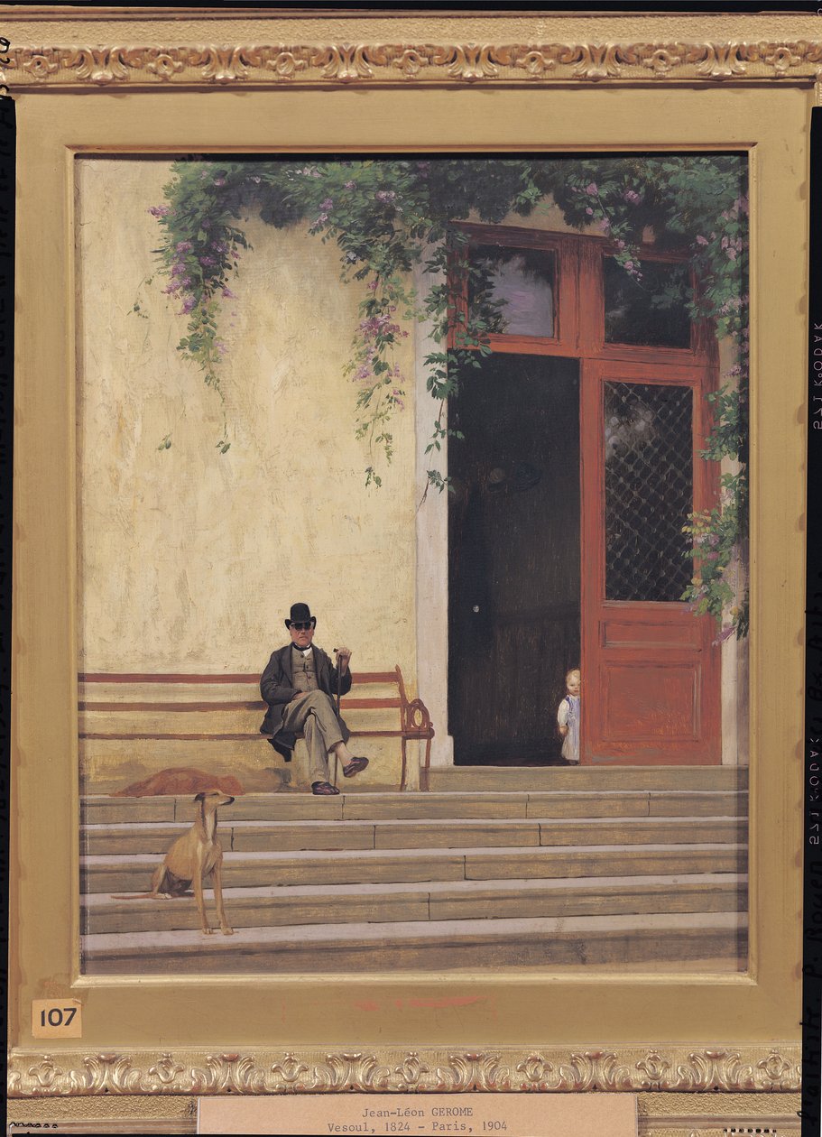 Der Vater und der Sohn des Künstlers auf der Türschwelle seines Hauses, ca. 1866-67 von Jean Leon Gerome