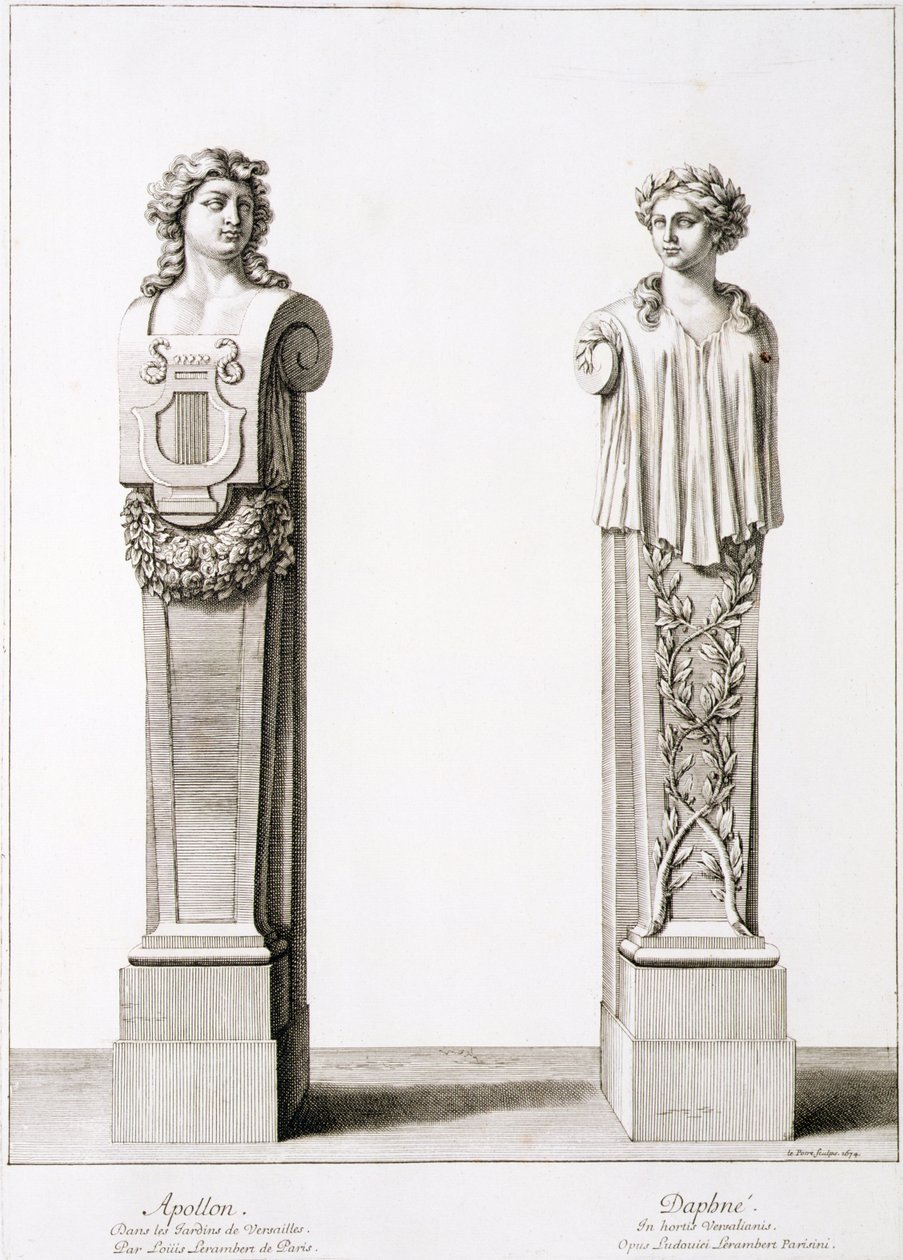 Büsten von Apollo und Daphne von Louis Lerambert in Versailles, 1674 von Jean Lepautre