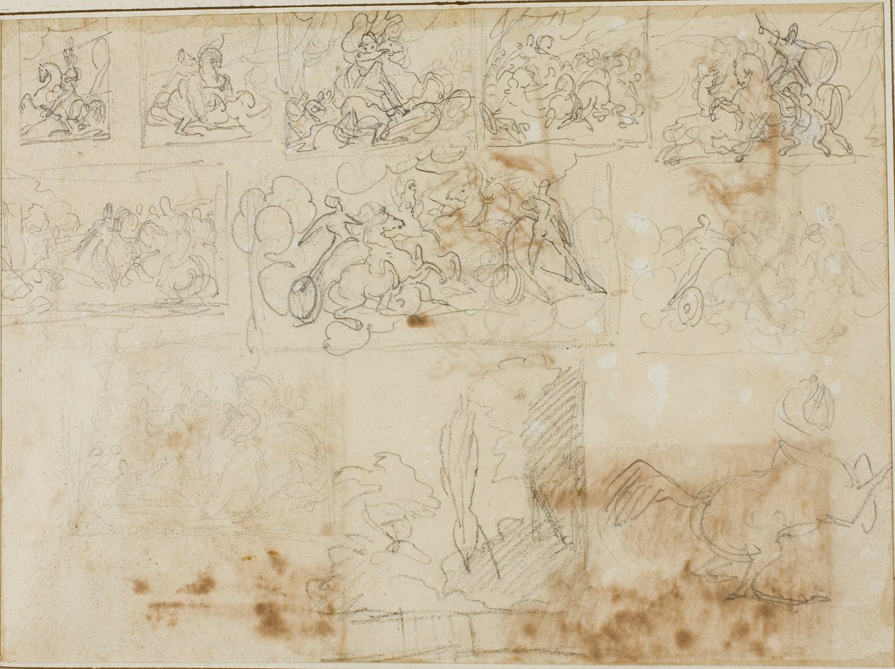 Elf Kompositionsskizzen von Jean Louis André Théodore Géricault