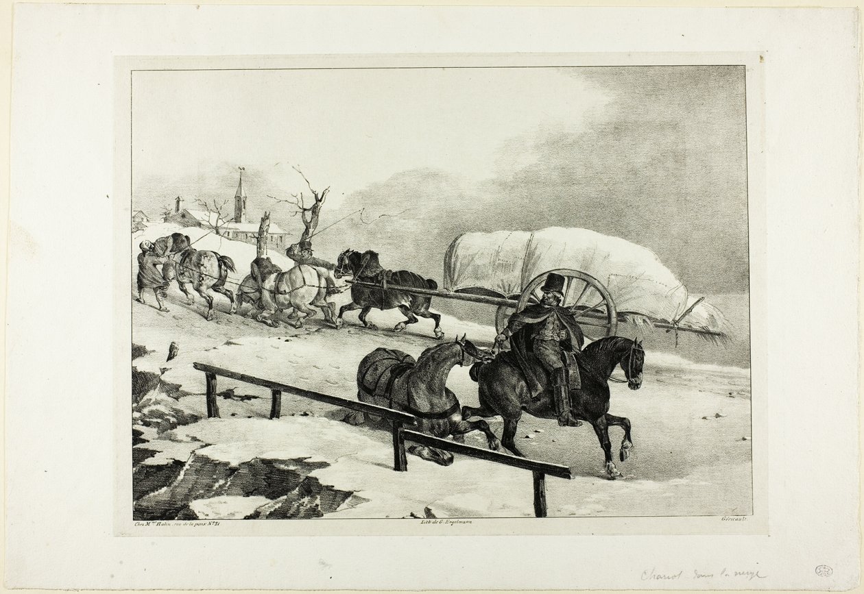 Wagen, der einen Hang hinaufsteigt von Jean Louis André Théodore Géricault