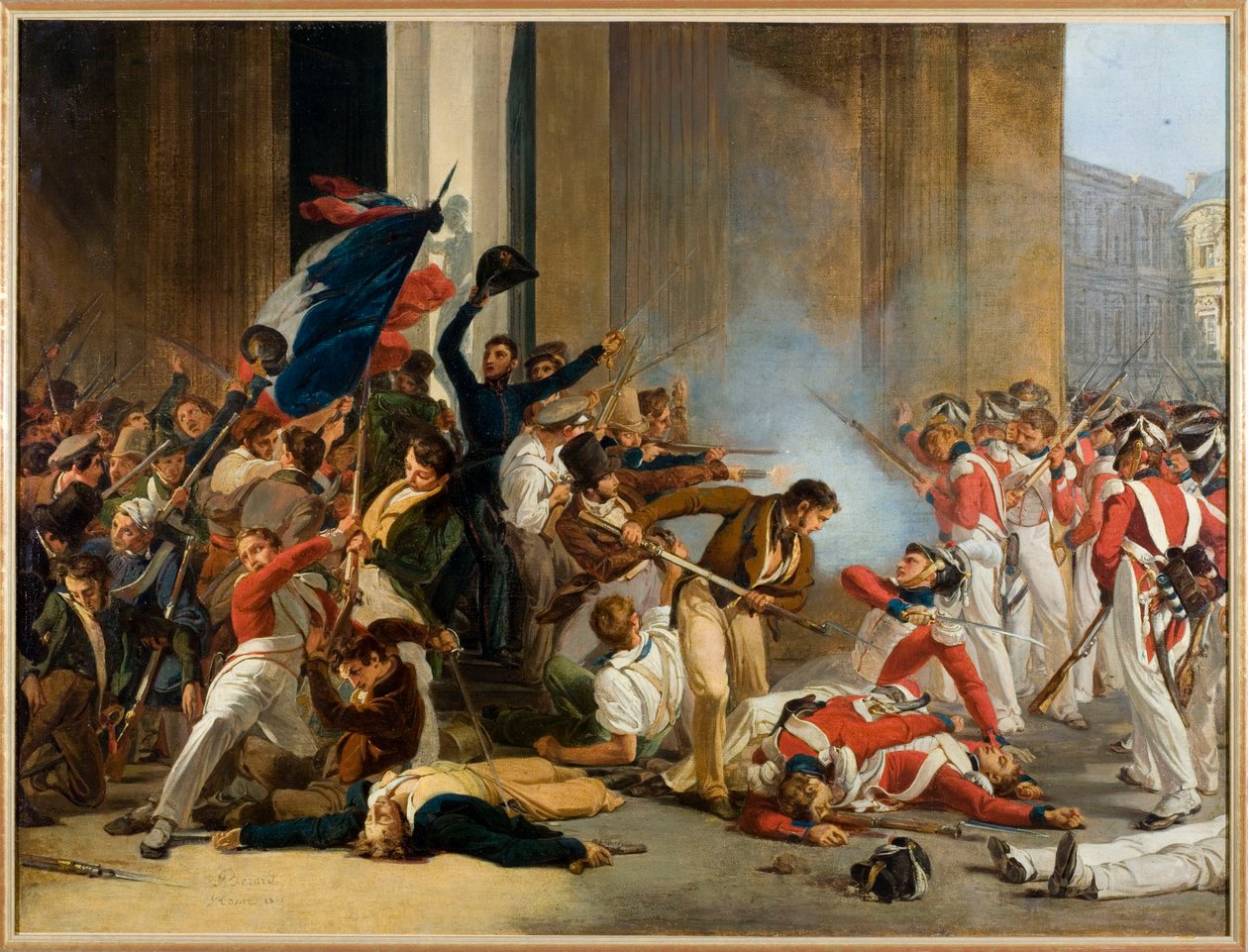 Einnahme des Louvre, 29. Juli 1830; Massaker an den Schweizer Garden von Jean Louis Bezard