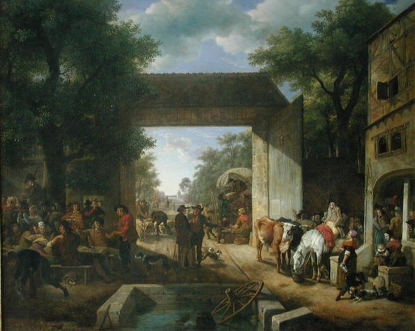 Ein Markt an den Toren eines Gasthauses von Jean Louis De Marne