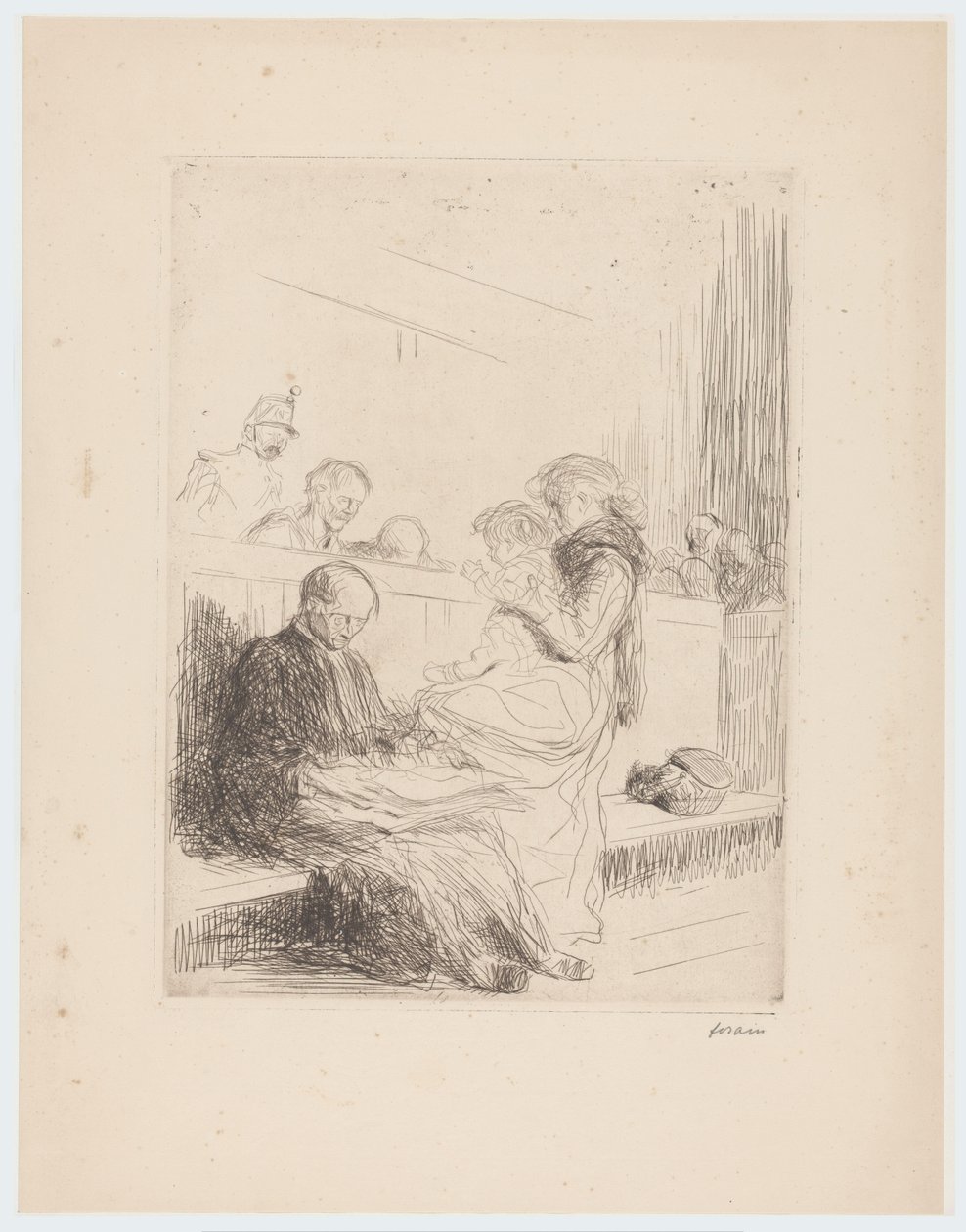 Anwalt mit Kunden vor Gericht von Jean Louis Forain (signed by artist)