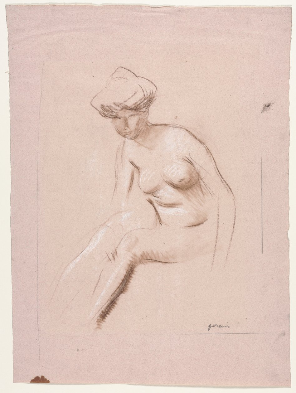 Sitzender Akt, viertes Viertel 1800er oder erstes Drittel 1900er von Jean Louis Forain