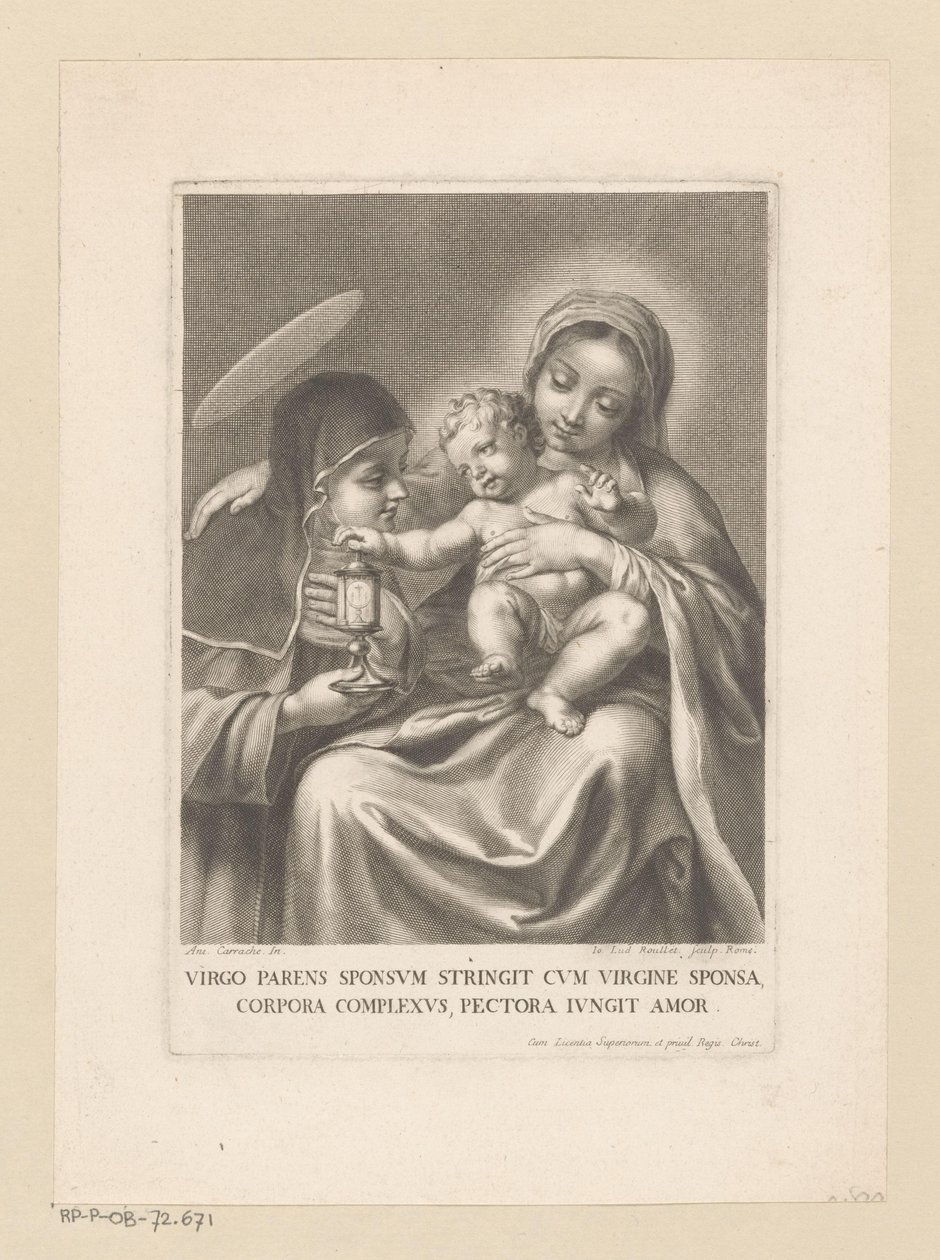 Maria mit Kind und weiblicher Heiliger mit Reliquiar von Jean Louis Roullet