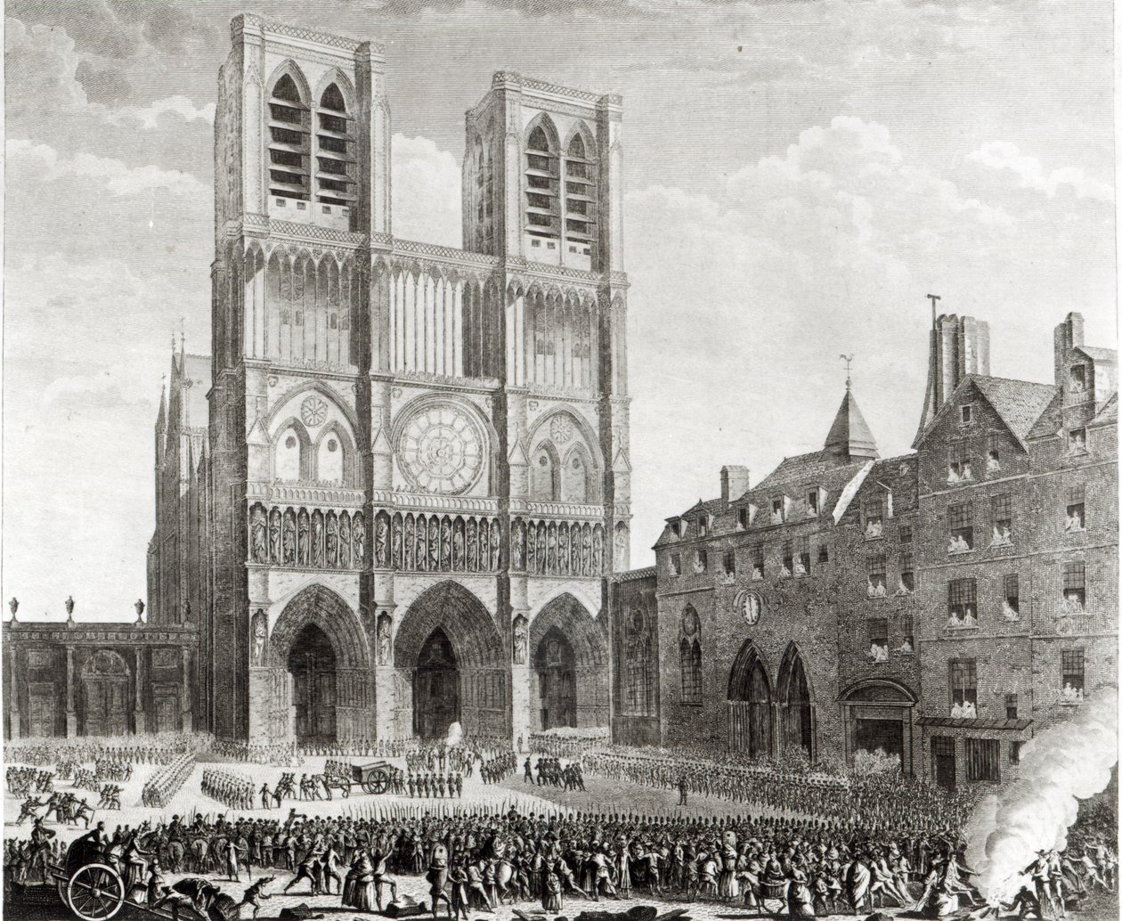 Thomas de Mahy (1744-90) Marquis von Favras macht ehrenvolle Wiedergutmachung vor Notre-Dame, graviert von Pierre Gabriel Berthault (1737-1831) 1790 von Jean Louis the Younger Prieur
