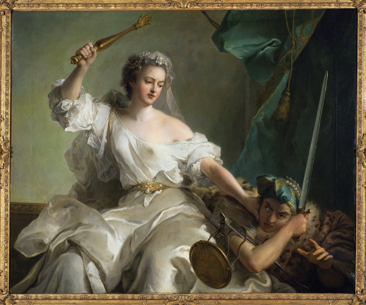 Allegorie der Gerechtigkeit, die die Ungerechtigkeit bekämpft von Jean Marc Nattier