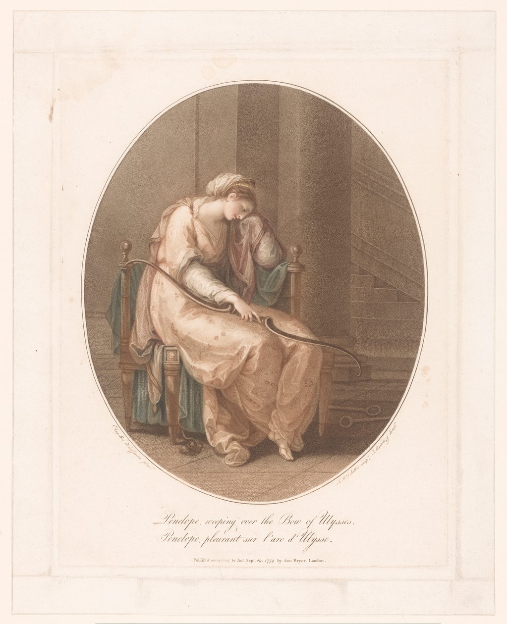 Penelope weint mit dem Bogen des Odysseus in der Hand von Jean Marie Delattre