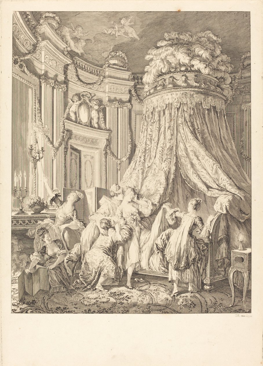 Das Schlafengehen der Braut von Jean Michel Moreau after Pierre Antoine Baudouin