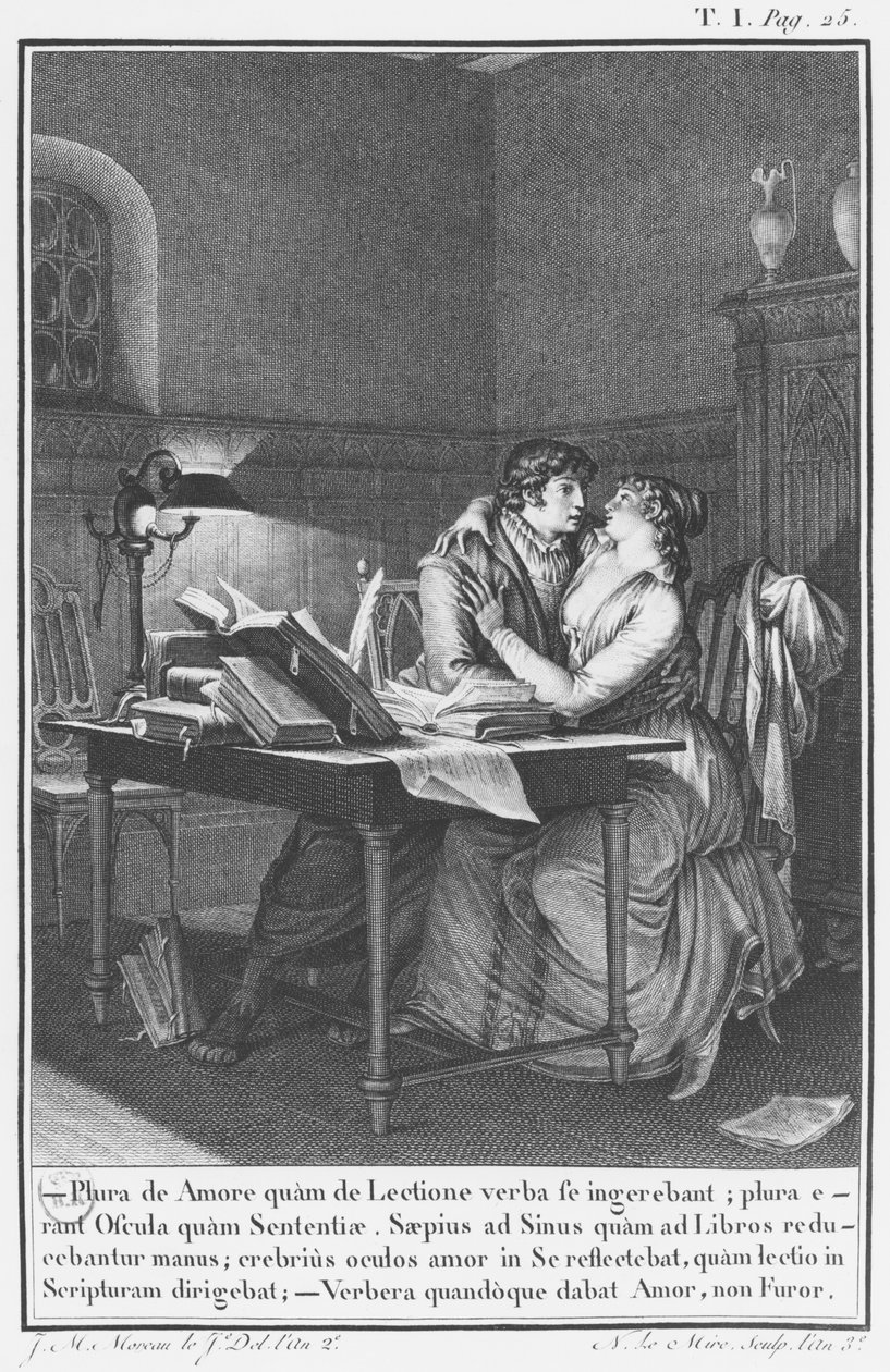 Heloise und Abelard in ihrem Arbeitszimmer, Illustration aus 