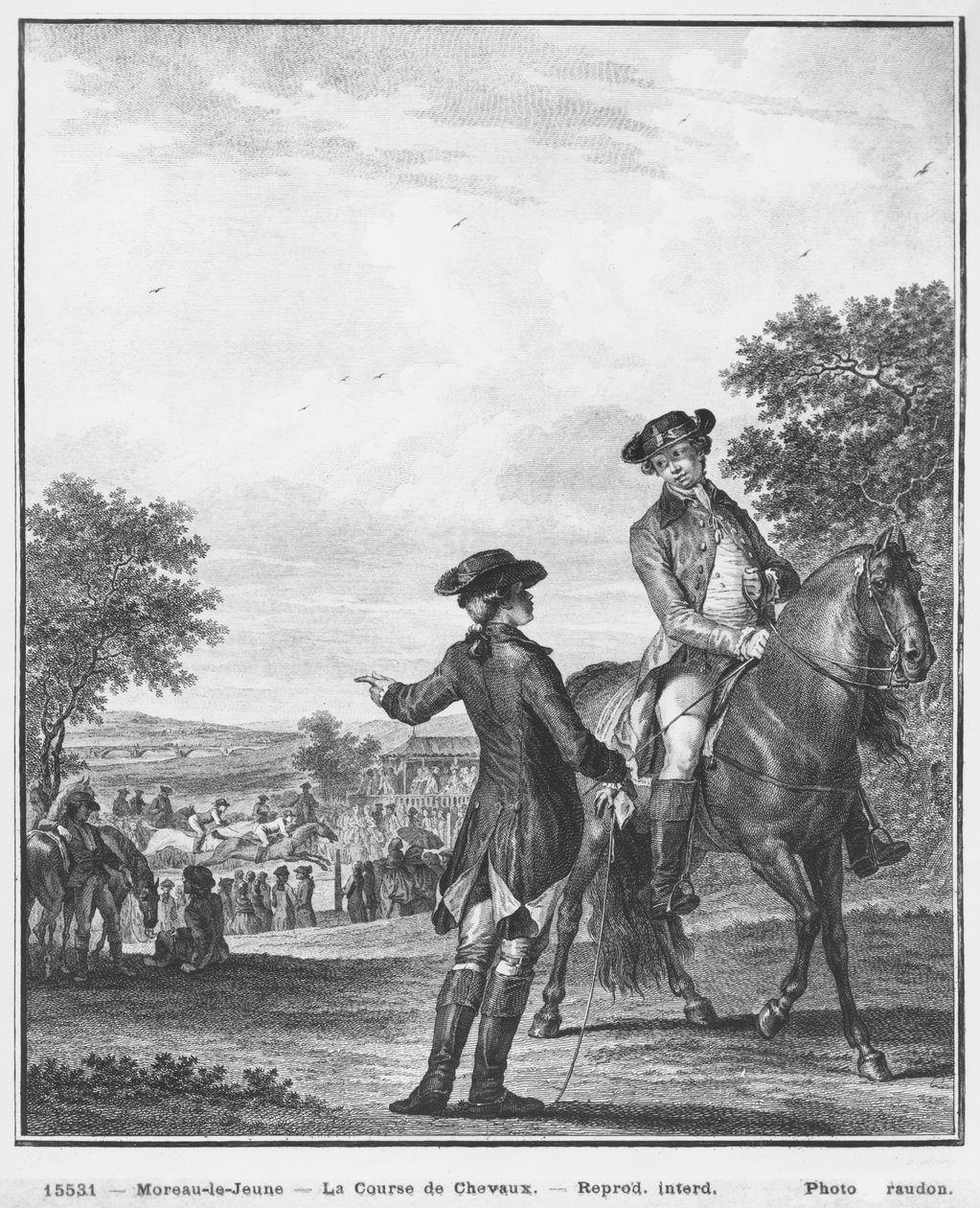 Das Pferderennen, graviert von Heinrich Guttenberg, ca. 1777 von Jean Michel the Younger Moreau