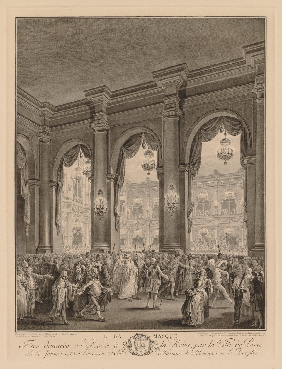 Maskenball im Hôtel de Ville, 23. Januar 1782 von Jean Michel the Younger Moreau