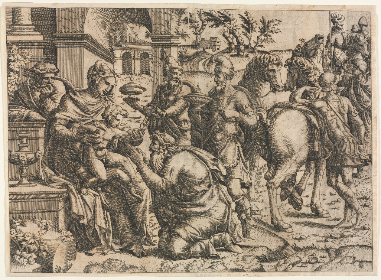 Die Anbetung der Könige, ca. 1545 von Jean Mignon