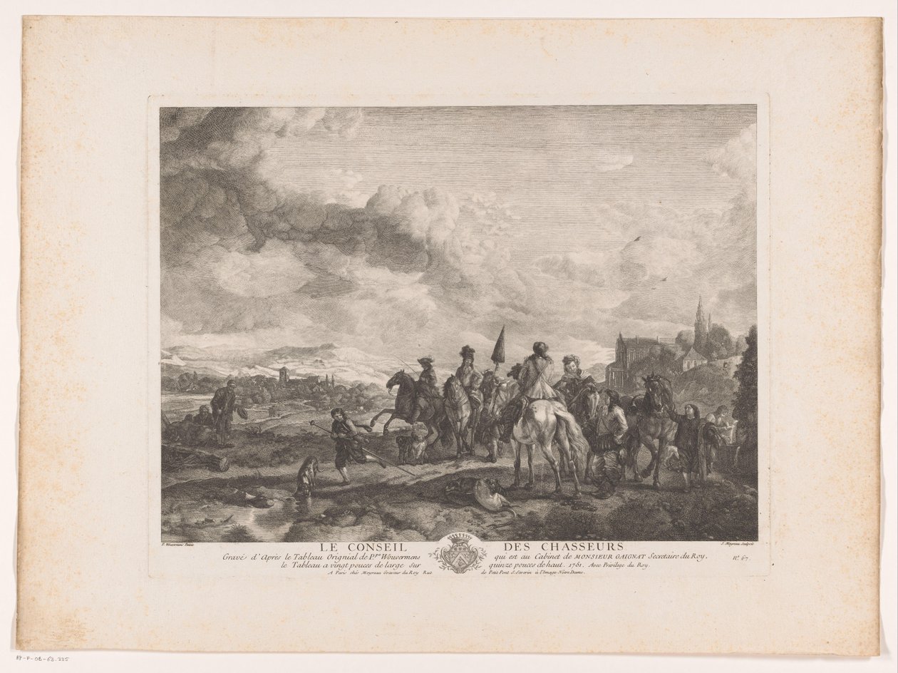Rastende Jagdgesellschaft in einer Landschaft von Jean Moyreau