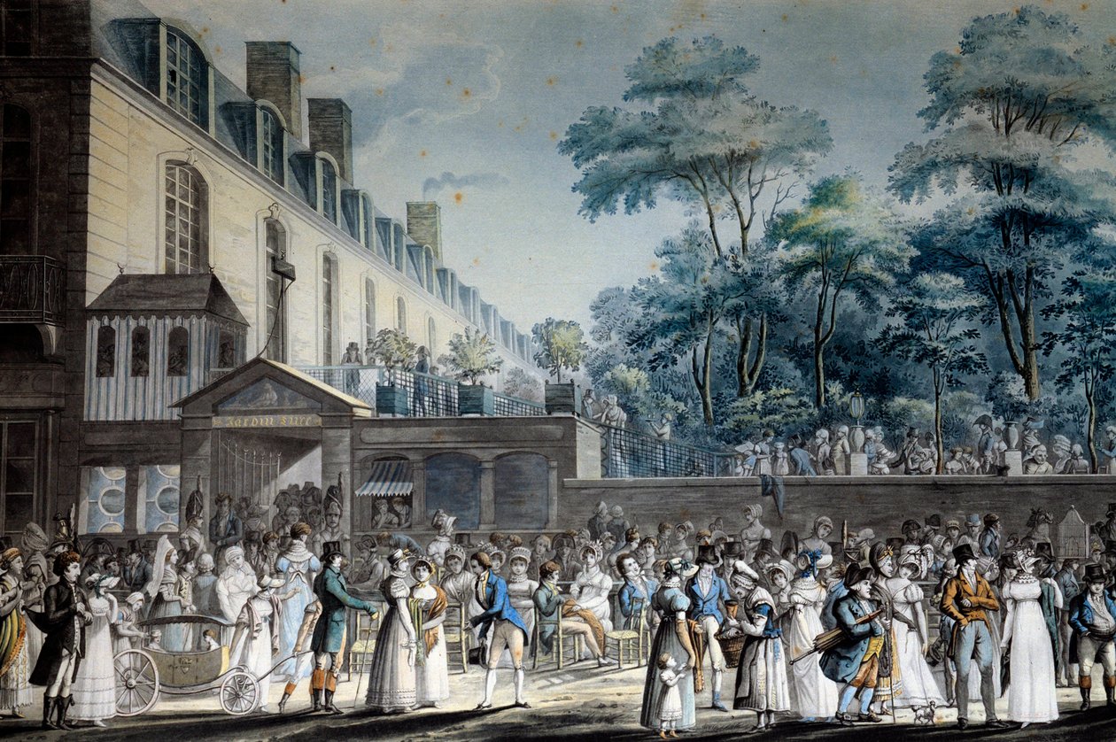 Ansicht von Paris: die Promenade des Türkischen Gartens. Lithographie von Jean Pierre Marie Jazet (1788-1871) von Jean Pierre Marie Jazet