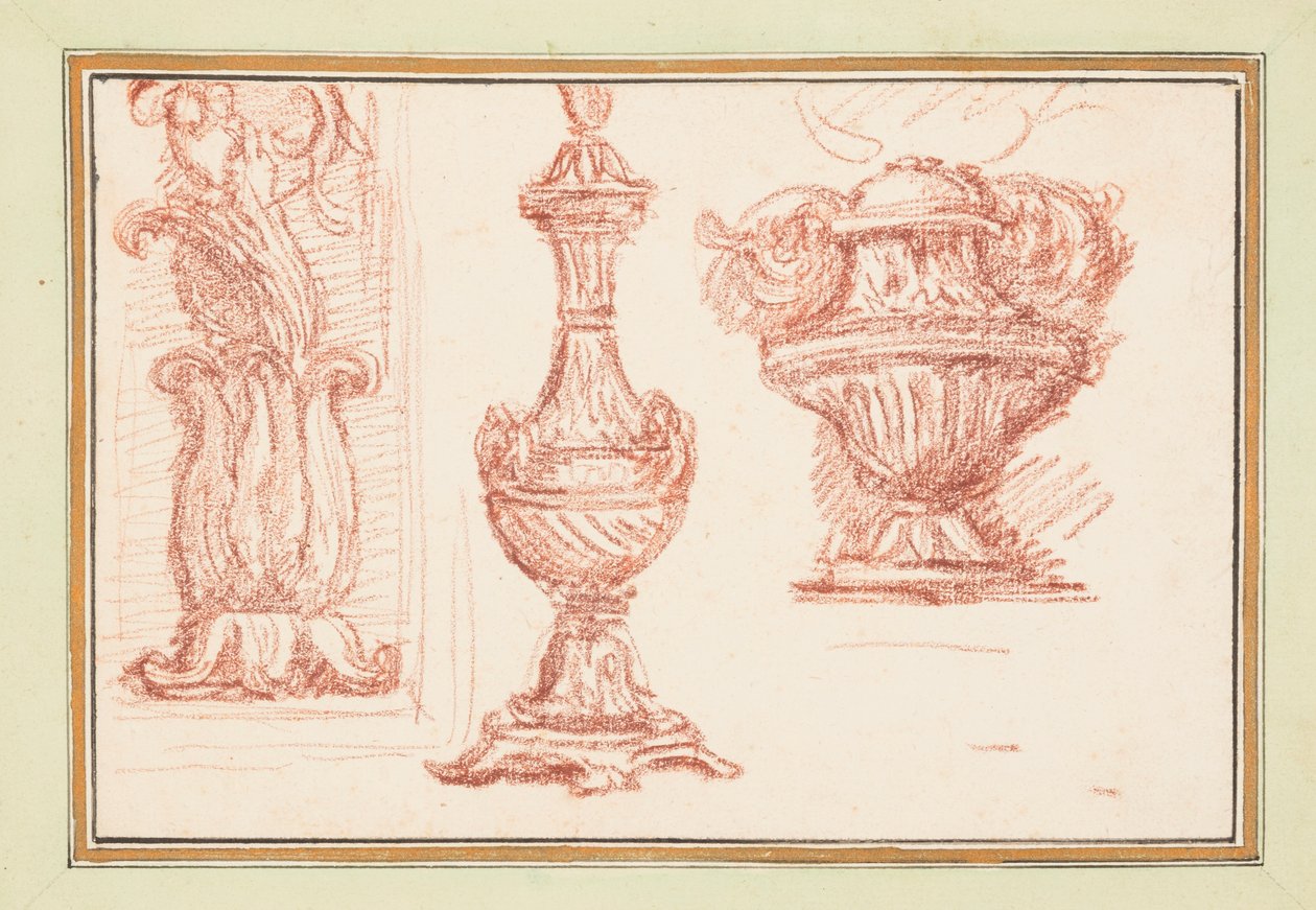 Zwei Urnen und ein ornamentales Detail von Jean Robert Ango