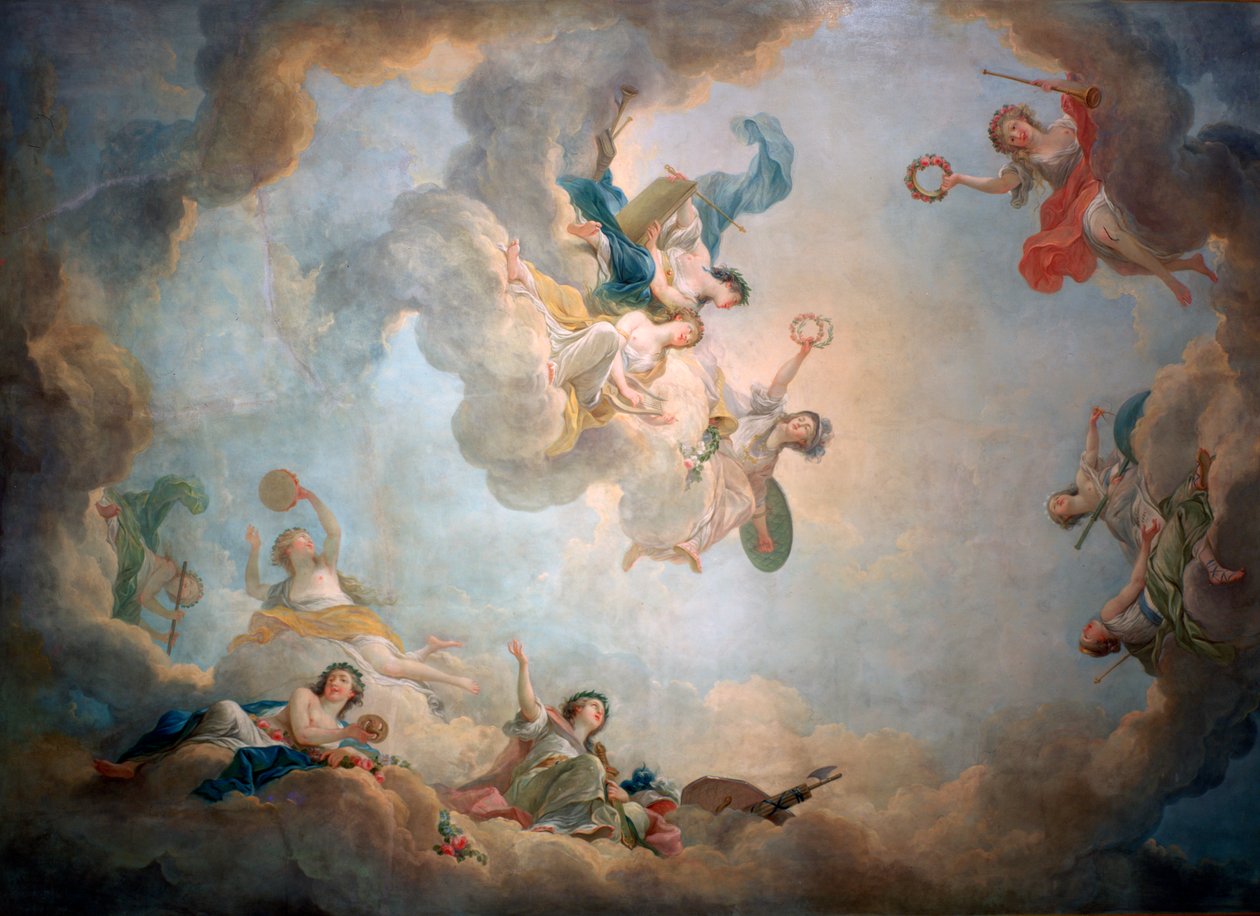 Decke von Marie Antoinettes Spielzimmer, Schloss Fontainebleau, ca. 1763-1811 von Jean Simon Berthelemy
