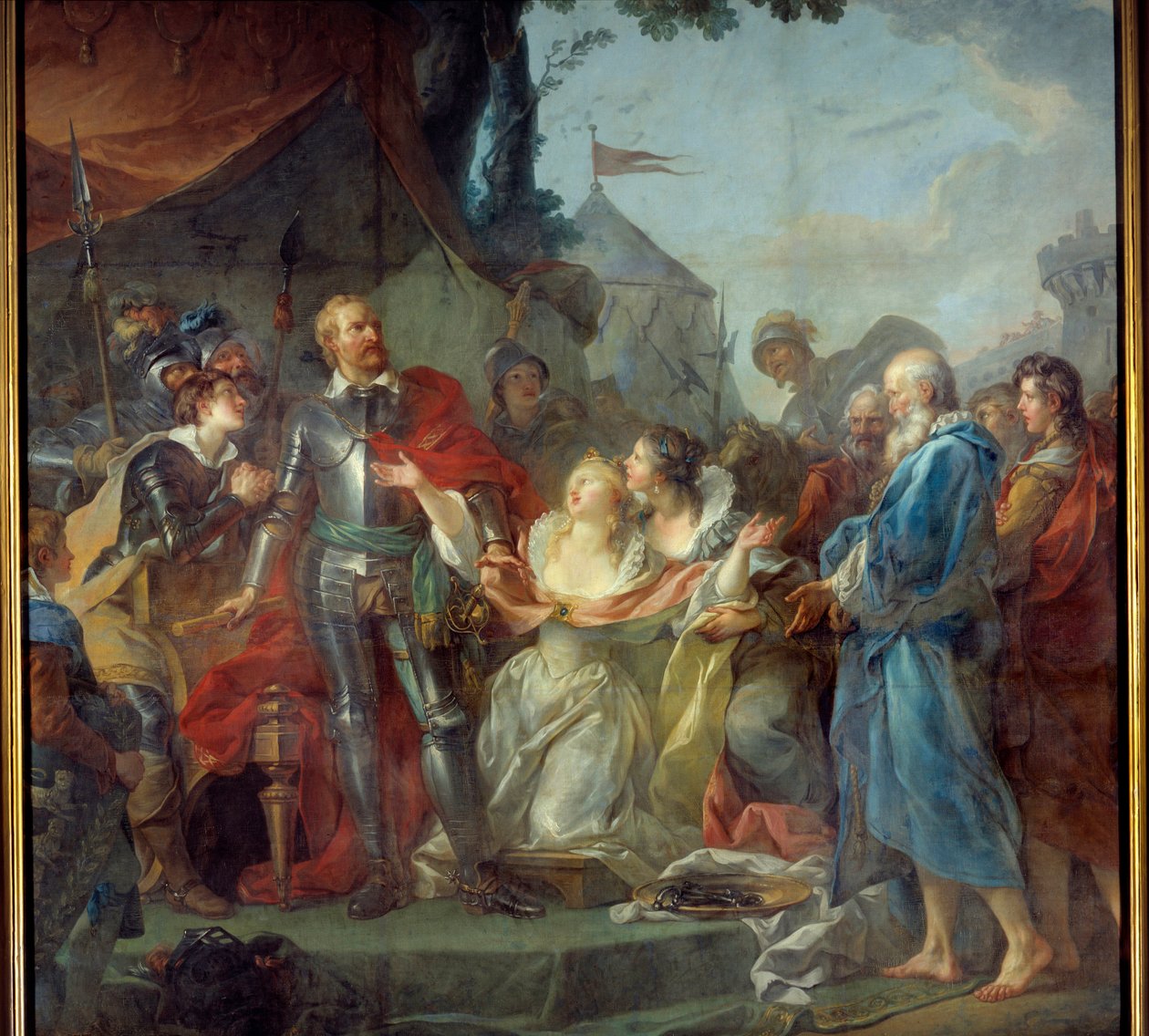 Die Belagerung von Calais im Jahr 1347 war die Hingabe von Eustache von Saint Peter, dem bekanntesten der sechs Bürger von Calais, der zum König von England Edward III. ging, um für die Gnade der Einwohner von Calais zu bitten (August 1347) von Jean Simon Berthelemy