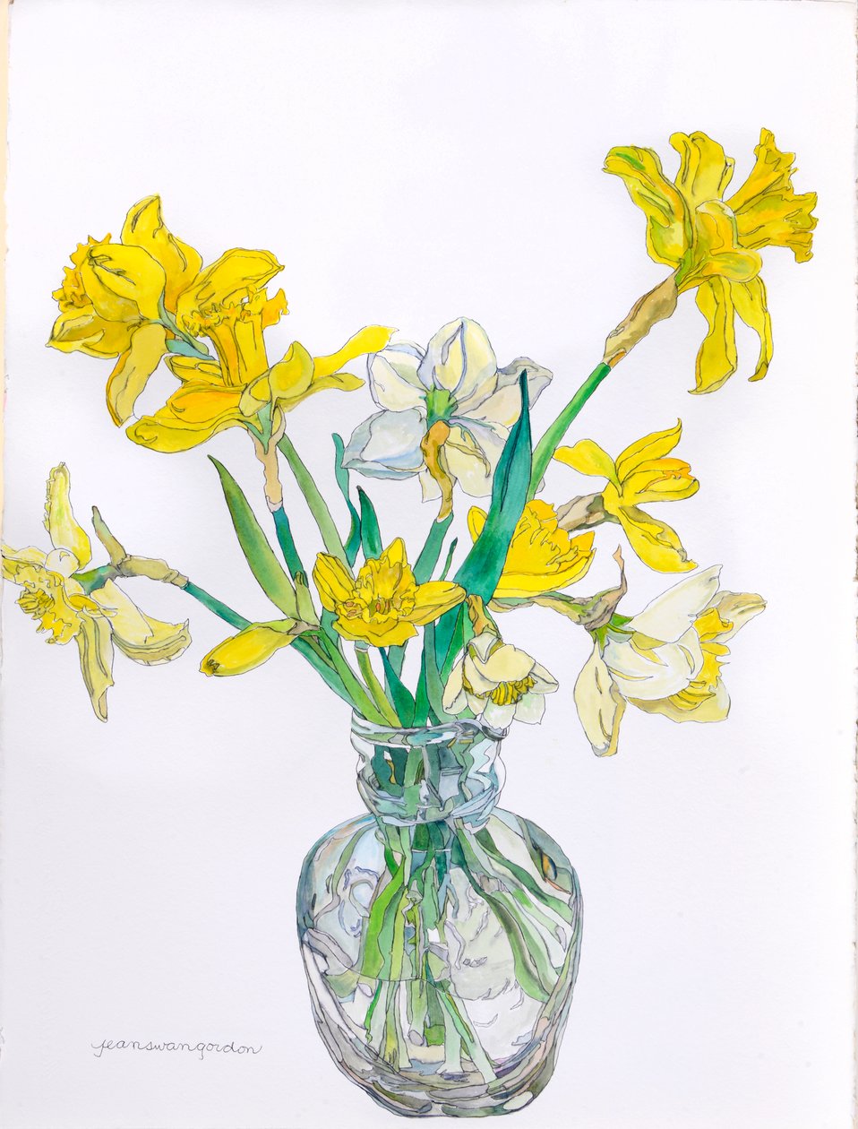 Narzissen in einer Vase mit schmalem Hals von Jean Swan Gordon