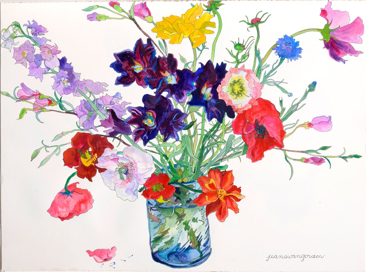 Taglilien, Mohnblumen und Rittersporn von Jean Swan Gordon