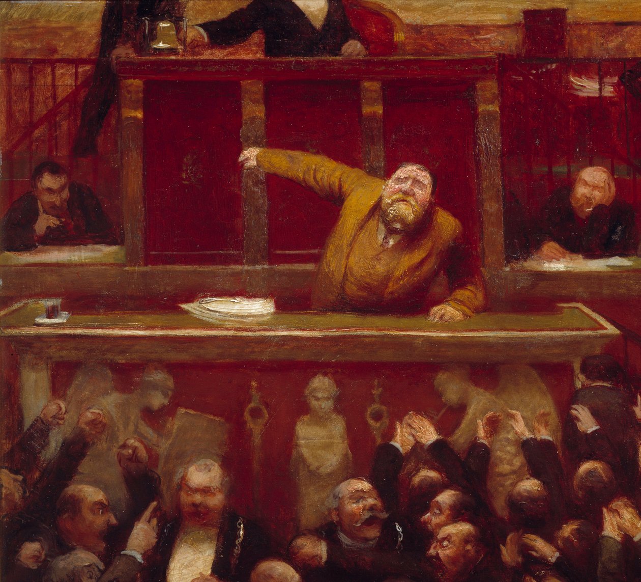 Der sozialistische Abgeordnete Jean Jaurès (1859-1914) in der Galerie der Abgeordnetenkammer (Detail) 1903 Paris, Museum Carnavalet von Jean Veber