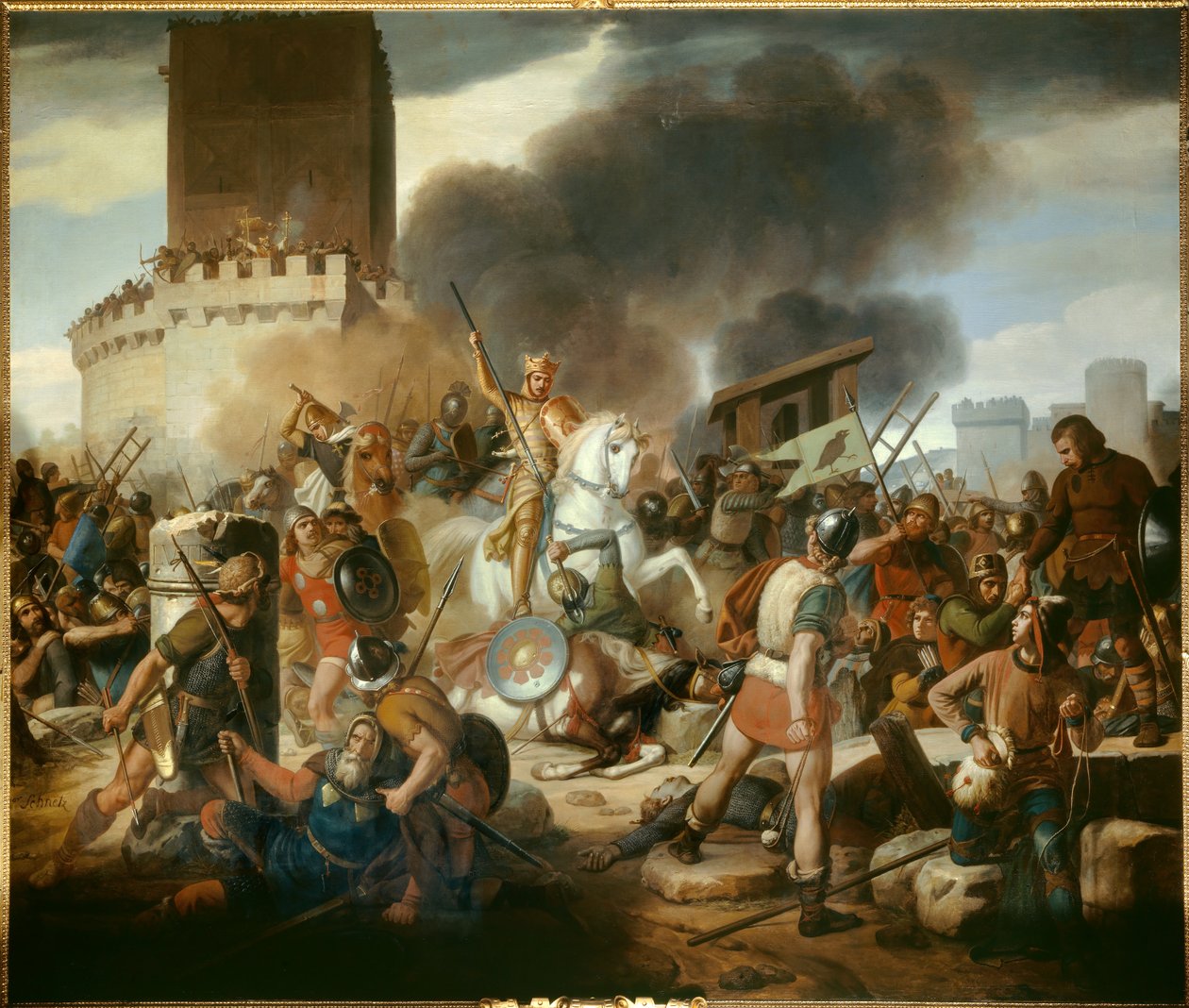 Graf Eudes (Odon) (860 - 898) verteidigt Paris gegen die Normannen im Jahr 886 von Jean Victor Schnetz
