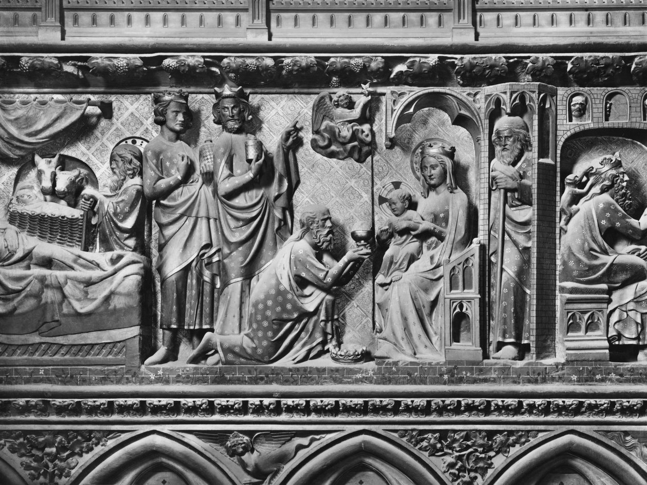 Kathedrale, Innenraum, Chorschranke, Geburt Christi, Anbetung der Weisen, ca. 1340-51 von Jean and Jean Le Boutellier Ravy