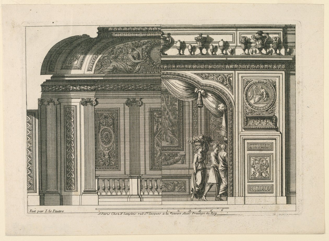 Entwurf für eine französische Alkove, aus "Alcoves à la Francoise" von Jean le Pautre