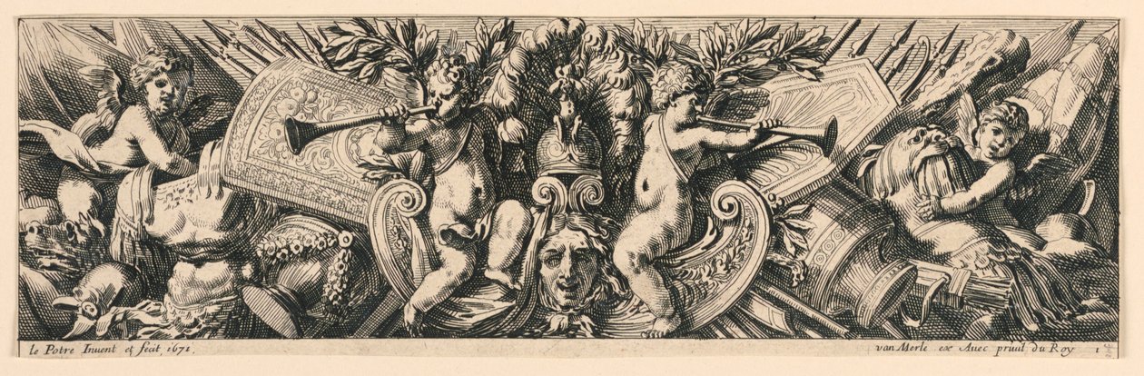 Fries: Trophäen von Waffen und Putti von Jean le Pautre