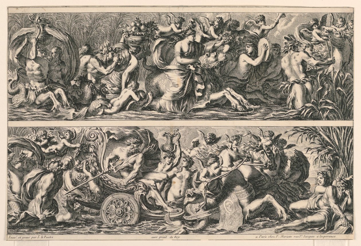 Zwei Friese, aus "Frises Feuillages et Autres Ornemens" von Jean le Pautre