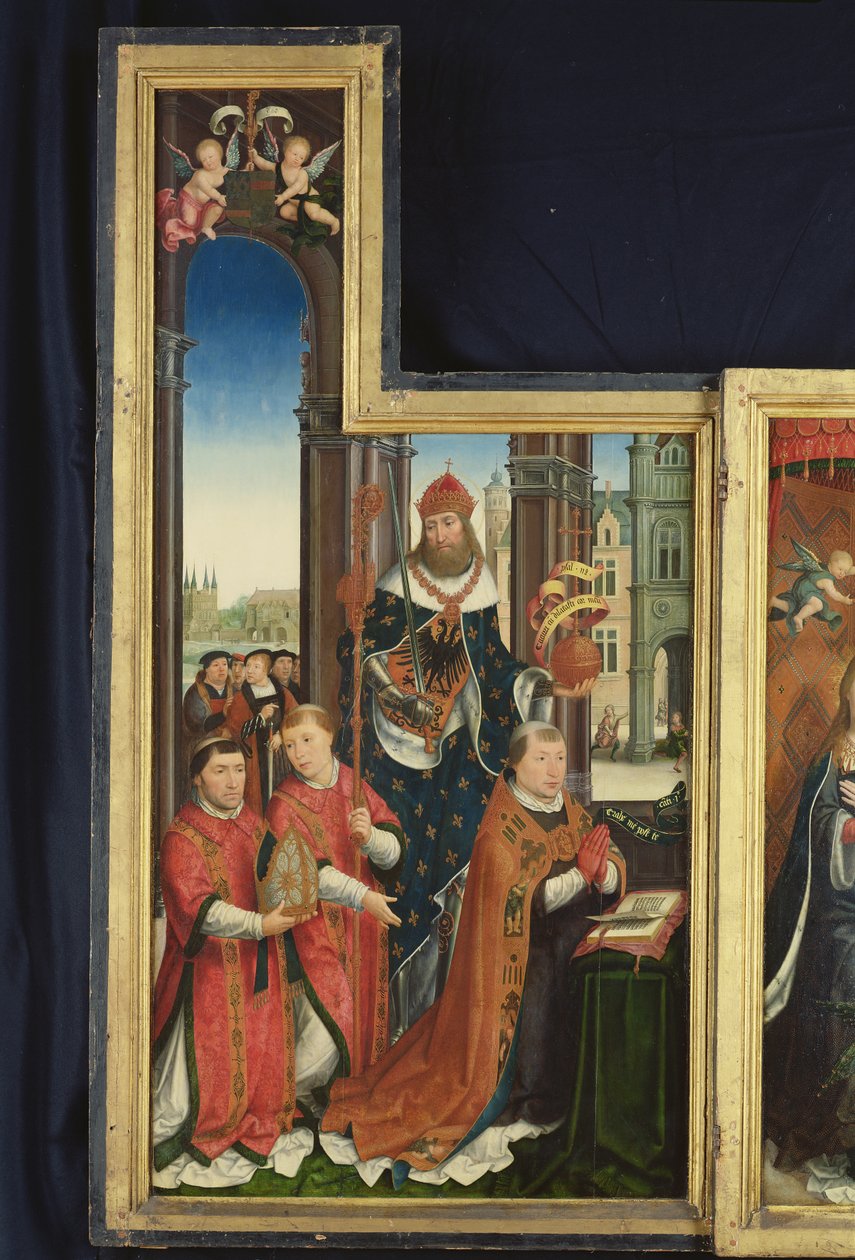 Polyptychon der Verherrlichung der Heiligen Dreifaltigkeit, Tafel mit Äbten, 1509-15 von Jean the Elder Bellegambe